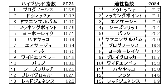 2024　金鯱賞　HB指数